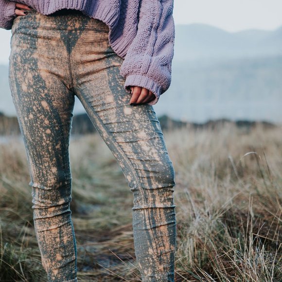 Elfarrow ✧Midnight✧ Dyed Cotton Stretch Leggings - Picture 1 of 10
